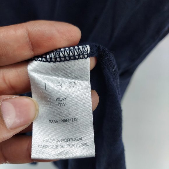 IRO clay women's navy  Distressed Linen T-Shirt XS - Picture 5 of 9